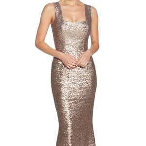 BLACK Sequined Gown - Dress The Population